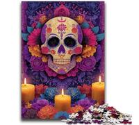 Puzzles 1000 pièces pour Adolescents, Cadeaux, crâne de Sucre, Femme, Divertissement Familial, Jouets éducatifs, pour Anniversaire, Noël, à partir de 14 Ans, 50x75cm