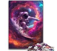 Puzzles 1000 pièces pour Adolescents, Cadeaux d'astronautes, Surf Spatial, Puzzles pour Adolescents, Jeux éducatifs, décoration Murale, Cadeaux d'anniversaire et de Noël Uniques (75x50cm)