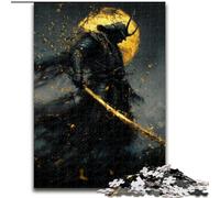Puzzles 1000 pièces pour Adolescents, Cadeaux de Guerre de Guerriers samouraïs néon, Jouets de Divertissement Familial, idéal comme Cadeau pour Toute la Famille à partir de 14 Ans (Taille 50x75cm)