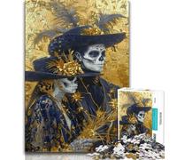 Puzzles 1000 pièces pour Adolescents, Cadeaux de Style Mexicain, tête de Mort, 1000 pièces pour Adolescents, Anti-Stress, séjour, Tue Le Temps, Interaction Parent-Enfant (Taille 75x50cm)