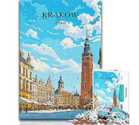 Puzzles 1000 pièces pour Adolescents, Cadeaux de Voyage en Pologne à Cracovie, Un défi Difficile à réaliser, mais Amusant et Humoristique, Cadeau d'anniversaire, décoration Murale (75x50cm)