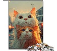Puzzles 1000 pièces pour Adolescents, Cadeaux Deux Chats, Difficile, avec des pièces entièrement emboîtables de Formes aléatoires (Taille 26x38cm)