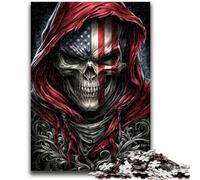 Puzzles 1000 pièces pour Adolescents Cadeaux Drapeau américain Crâne Aide Le Cerveau à exercer Jouets addictifs pour cultiver la Patience Une œuvre d'art 50x75cm