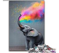 Puzzles 1000 pièces pour Adolescents, Cadeaux, éléphant fumé Arc-en-Ciel, pour Les 14 Ans et Plus, Jeu Stimulant à Offrir à Toute la Famille et aux Amis (Taille 26x38cm)