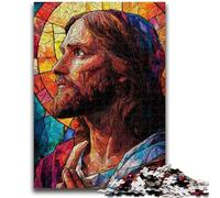 Puzzles 1000 pièces pour Adolescents, Cadeaux en vitrail Jésus pour Les 14 Ans et Plus, Jouets Anti-Stress, Cadeau de Noël ou d'anniversaire, 26x38cm