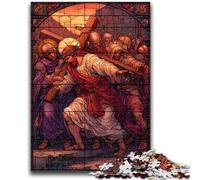 Puzzles 1000 pièces pour Adolescents, Cadeaux en vitrail Jésus pour Les 14 Ans et Plus, Jouets Anti-Stress, Cadeau de Noël ou d'anniversaire, 26x38cm