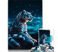 Puzzles 1000 pièces pour Adolescents, Cadeaux, étoiles, léopard des neiges, Jeu Stimulant, décoration Murale, Cadeaux d'anniversaire et de Noël Uniques (75x50cm)