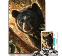 Puzzles 1000 pièces pour Adolescents, Cadeaux Fantaisie, Ours Noir, Jeu éducatif Familial, idéal pour la décoration de Bureau, 50x75cm