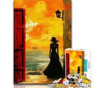 Puzzles 1000 pièces pour Adolescents, Cadeaux Femme en Robe Noire, 1000 pièces pour Adultes, Jeux éducatifs, décoration d'intérieur, Convient pour la décoration de Bureau (Taille 75x50cm)