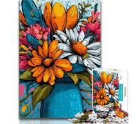 Puzzles 1000 pièces pour Adolescents, Cadeaux, Fleurs dans Un Vase, Jouets éducatifs, Anti-Stress, décoration d'intérieur Unique et Cadeaux (38x26cm)