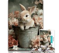 Puzzles 1000 pièces pour Adolescents, Cadeaux, Fleurs, Lapin, bébé, Adultes, Anti-Stress, défi Difficile, adapté à la décoration de Bureau (Taille 38x26cm)