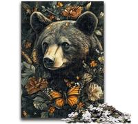 Puzzles 1000 pièces pour Adolescents, Cadeaux, Fleurs, Papillons, Ours Brun, Jeu Stimulant et éducatif en Famille pour Anniversaire et Noël, 26x38cm