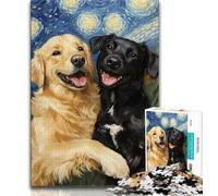 Puzzles 1000 pièces pour Adolescents, Cadeaux Golden Retriever et Labrador, Jouets de Divertissement Familial, idéal comme Cadeau pour Toute la Famille 38x26cm