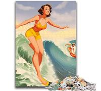 Puzzles 1000 pièces pour Adolescents, Cadeaux Hawaii Surfer Girl, Anti-Stress, défi Difficile, idéal comme Cadeau pour Toute la Famille (Taille 38x26cm)