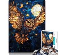 Puzzles 1000 pièces pour Adolescents, Cadeaux, Hibou vitrail, Jouets éducatifs, Anti-Stress, décoration d'intérieur Unique et Cadeaux (75x50cm)