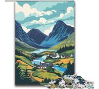 Puzzles 1000 pièces pour Adolescents, Cadeaux Highlands écossais Difficile à compléter mais Amusant et Humoristique avec Affiche et Feuille de Questions Assorties (38x52cm) 1000 pièces