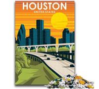 Puzzles 1000 pièces pour Adolescents, Cadeaux, Houston, Texas, Voyage, Art, Anti-Stress, défi Difficile, idéal comme Cadeau pour Toute la Famille (Taille 50x70cm)