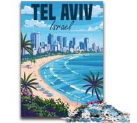 Puzzles 1000 pièces pour Adolescents, Cadeaux Israël Tel Aviv, Jeu éducatif, défi, décoration Murale, Cadeaux d'anniversaire et de Noël Uniques (Taille 38x26cm)