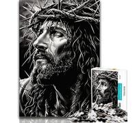 Puzzles 1000 pièces pour Adolescents, Cadeaux Jésus Noir et Blanc, Jeu Stimulant, idéal comme Cadeau pour Toute la Famille (38x26cm)