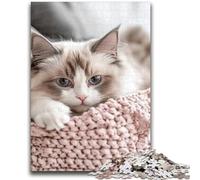 Puzzles 1000 pièces pour Adolescents, Cadeaux, Jeux de détente, Chat endormi, Jeu éducatif pour Anniversaire, Noël, à partir de 14 Ans, 26x38cm