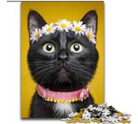 Puzzles 1000 pièces pour Adolescents, Cadeaux, Joli Chat Noir, décoration Murale Artistique et idée Cadeau d'anniversaire pour Amis, Bureau à Domicile 26x38cm