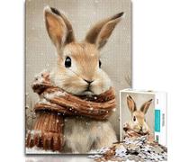 Puzzles 1000 pièces pour Adolescents, Cadeaux Lapin d'hiver, Jeu Stimulant, idéal comme Cadeau pour Toute la Famille (38x26cm)