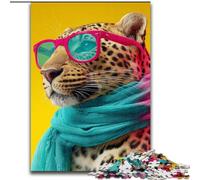 Puzzles 1000 pièces pour Adolescents, Cadeaux, léopard Portant Un Foulard, Jouet éducatif et décompressant, Cadeau d'anniversaire, décoration Murale (Taille 26x38cm)