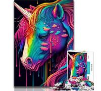 Puzzles 1000 pièces pour Adolescents, Cadeaux Licornes colorées, 1000 pièces pour Adolescents, Anti-Stress, Vacances à la Maison, Tue Le Temps, Interaction Parent-Enfant (Taille 75x50cm)