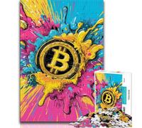 Puzzles 1000 pièces pour Adolescents, Cadeaux, Logo Bitcoin, Jouets éducatifs, Anti-Stress, décoration d'intérieur Unique et Cadeaux 38x26cm