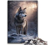 Puzzles 1000 pièces pour Adolescents, Cadeaux, Loup Debout dans la Neige, Puzzle pour Adolescents, Anti-Stress, Vacances à Domicile, Jouets de décoration pour la Maison, 38x26cm
