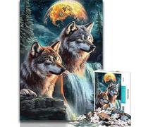 Puzzles 1000 pièces pour Adolescents, Cadeaux Loup sous la Lune, Jouets éducatifs, Jeux Anti-Stress, décoration d'intérieur Unique et Cadeaux 38x26cm