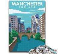 Puzzles 1000 pièces pour Adolescents,Cadeaux Manchester,Angleterre,Art pour Les 14 Ans et Plus,Jeu de Quiz,activités Amusantes à la Maison,Cadeau d'anniversaire,Cadeaux de Voyage (Taille 38x26cm)