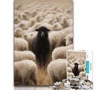Puzzles 1000 pièces pour Adolescents, Cadeaux Moutons Noirs et Blancs, 1000 pièces pour Adolescents, Anti-Stress, Vacances à la Maison, Interaction Parent-Enfant (Taille 38x26cm)