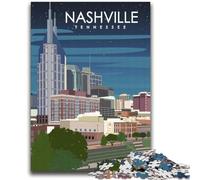 Puzzles 1000 pièces pour Adolescents, Cadeaux Nashville Tennessee Art, Anti-Stress, défi Difficile, idéal comme Cadeau pour Toute la Famille (Taille 38x52cm)