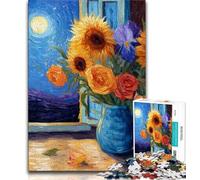 Puzzles 1000 pièces pour Adolescents, Cadeaux Night Sky Tournesols, Jouets de Divertissement Familial, idéal comme Cadeau pour Toute la Famille 38x26cm