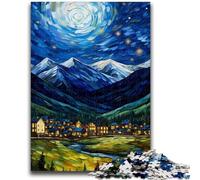 Puzzles 1000 pièces pour Adolescents Cadeaux Nuit étoilée Van Gogh Aide Le Cerveau à exercer Jouets addictifs pour cultiver la Patience Une œuvre d'art 26x38cm