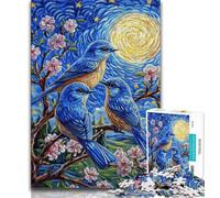 Puzzles 1000 pièces pour Adolescents, Cadeaux, Oiseau Bleu sur l'arbre, Jeu Stimulant, Jouets, décoration Murale, Cadeaux d'anniversaire et de Noël Uniques, 38x26cm