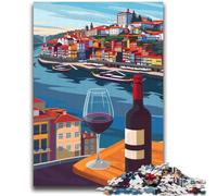 Puzzles 1000 pièces pour adolescents,cadeaux,paysage urbain du vin de Porto pour les 14 ans et plus,jeu de quiz,activités amusantes à la maison,cadeau d'anniversaire,cadeaux de voyage (taille 38x52cm)