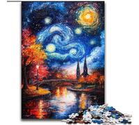 Puzzles 1000 pièces pour Adolescents, Cadeaux Pont sous Le Ciel Nocturne, pour Les 14 Ans et Plus Jeu Stimulant à Offrir à Toute la Famille et aux Amis (Taille 26x38cm)