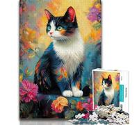 Puzzles 1000 pièces pour Adolescents Cadeaux Portrait de Chat Puzzle 1000 pièces Jouet éducatif Anti-Stress Cadeaux pour Amis et Famille 26x38cm