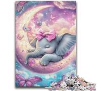 Puzzles 1000 pièces pour Adolescents, Cadeaux pour bébés éléphants endormis, Anti-Stress, défi Difficile, idéal comme Cadeau pour Toute la Famille, 38x26cm