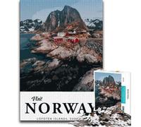 Puzzles 1000 pièces pour Adolescents, Cadeaux pour Visiter la Norvège, Aidez Le Cerveau à exercer des Jouets addictifs pour cultiver la Patience et améliorer la mémoire (38x26cm)