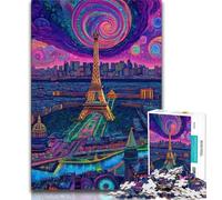 Puzzles 1000 pièces pour Adolescents, Cadeaux psychédéliques Eiffel, Jouets éducatifs, Anti-Stress, décoration d'intérieur Unique et Cadeaux (38x26cm)