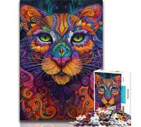Puzzles 1000 pièces pour Adolescents, Cadeaux psychédéliques, Lion, Jouets éducatifs, Anti-Stress, décoration d'intérieur Unique et Cadeaux (38x26cm)