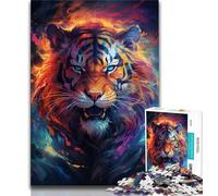 Puzzles 1000 pièces pour Adolescents, Cadeaux psychédéliques, Tigre Animal, Anti-Stress, défi Difficile, idéal comme Cadeau pour Toute la Famille, 38x26cm