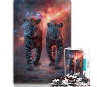 Puzzles 1000 pièces pour Adolescents Cadeaux Puzzle pour Adolescents à Deux léopards Design Dynamique et Unique expérience de Puzzle relaxante et stimulante 75x50cm