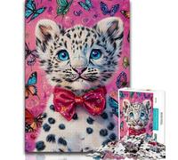 Puzzles 1000 pièces pour Adolescents, Cadeaux, Puzzles Adultes léopard Noir et Blanc, Anti-Stress, séjour, Tue Le Temps, Interaction Parent-Enfant (Taille 75x50cm)