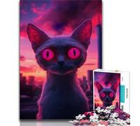 Puzzles 1000 pièces pour Adolescents Cadeaux Puzzles Chat néon Jeu de Quiz idéal comme Cadeau pour Toute la Famille 38x26cm