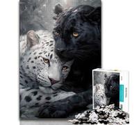 Puzzles 1000 pièces pour Adolescents, Cadeaux, Puzzles léopard Noir et Blanc, Jouets de Jeu, Chaque pièce est Unique - Jeu Familial Stimulant et Amusant (Taille 38x26cm)