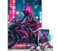 Puzzles 1000 pièces pour Adolescents, Cadeaux, Puzzles Moto Kawasaki Ninja Rose, Jouets de Jeu, Chaque pièce est Unique - Jeu Familial Stimulant et Amusant (Taille 38x26cm)
